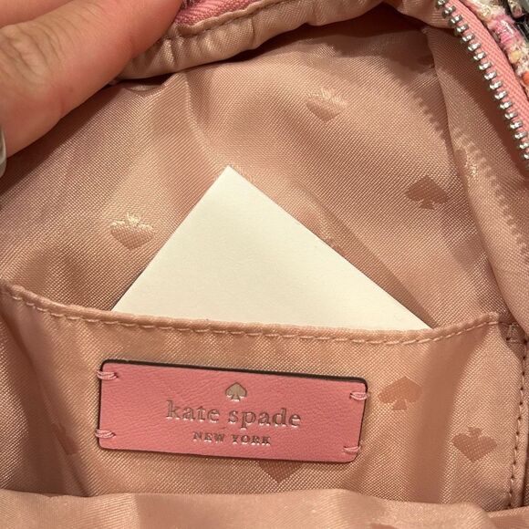 Kate Spade Briar Lane Quilted Tweed Mini Convertible Backpack Pink - Picture 10 of 10